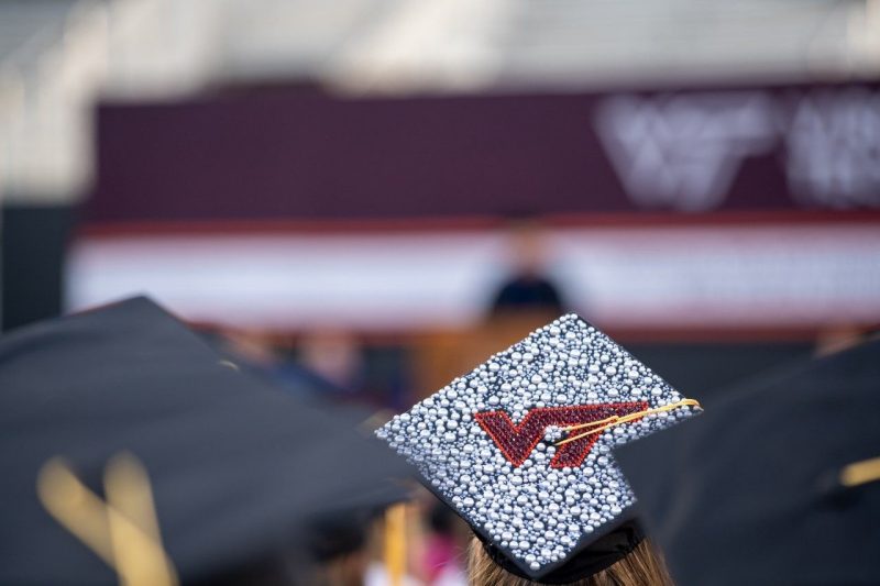 Graduation cap on a student at commencement