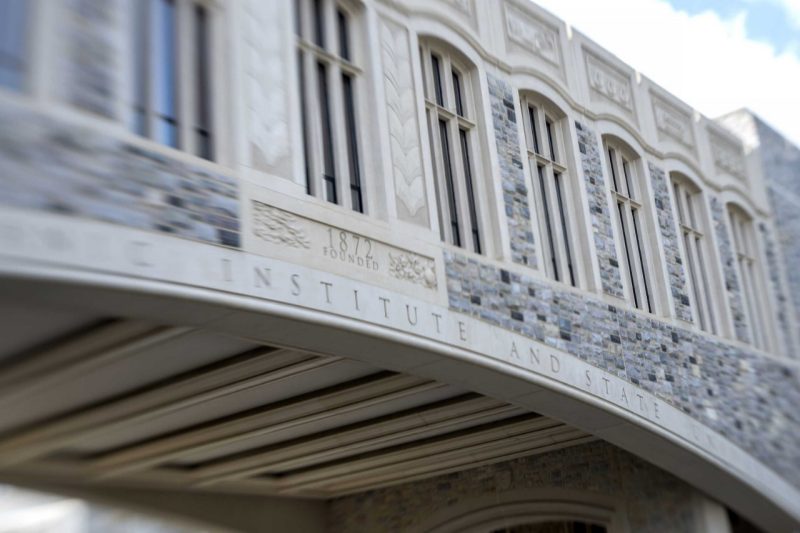 View of Torgersen Hall bridge