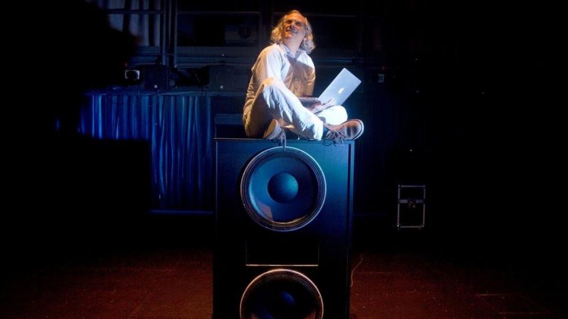 Eric Lyon spends a playful moment in the Cube.