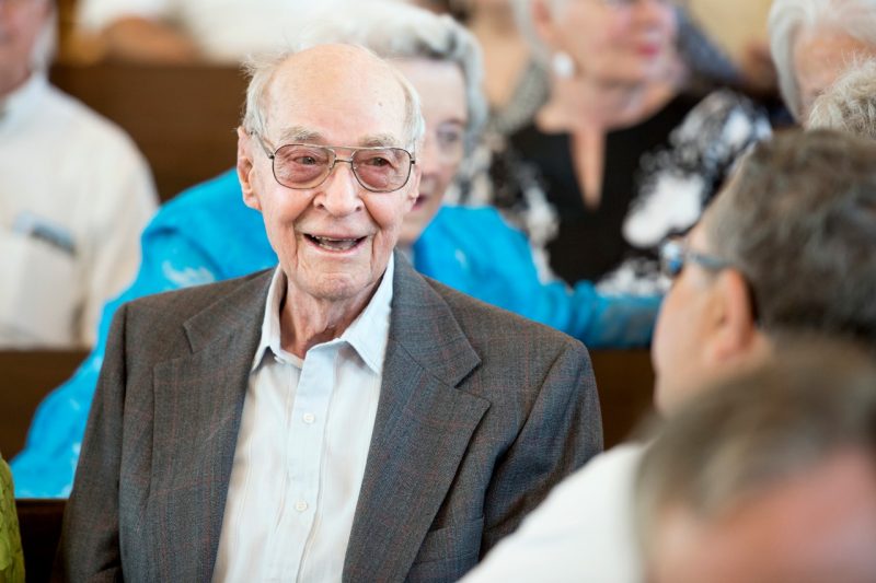 Cecil Balderson attends Sunday service at First Presbyterian Church in Waynesboro, Virginia