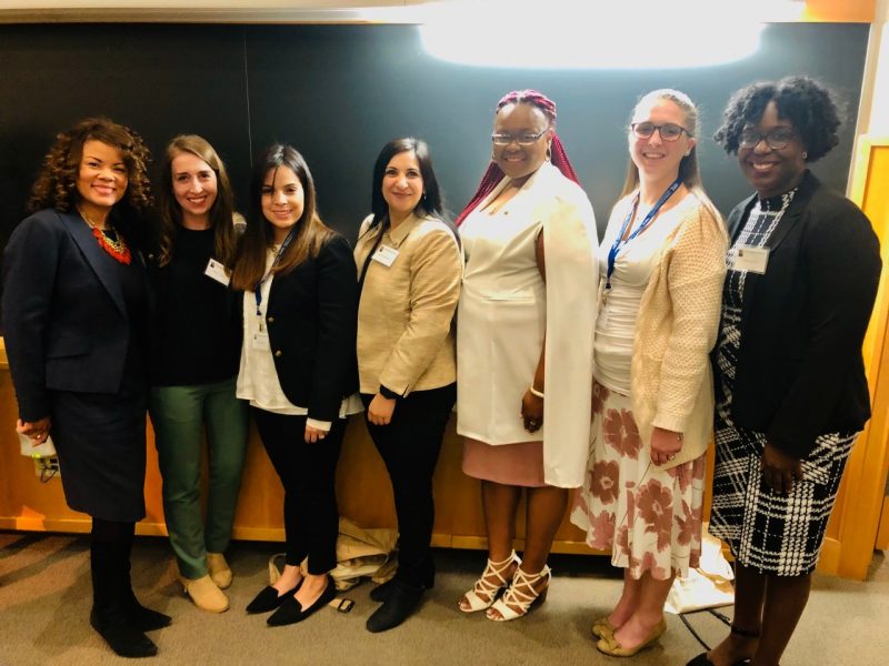 The 5 Bouchet Graduate Honor Society scholars at Yale with Dr. Shernita Lee and a Bouchet founder