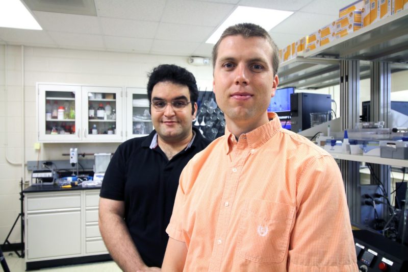 Assistant Professor Jonathan Boreyko, front, and doctoral student Farzad Ahmadi