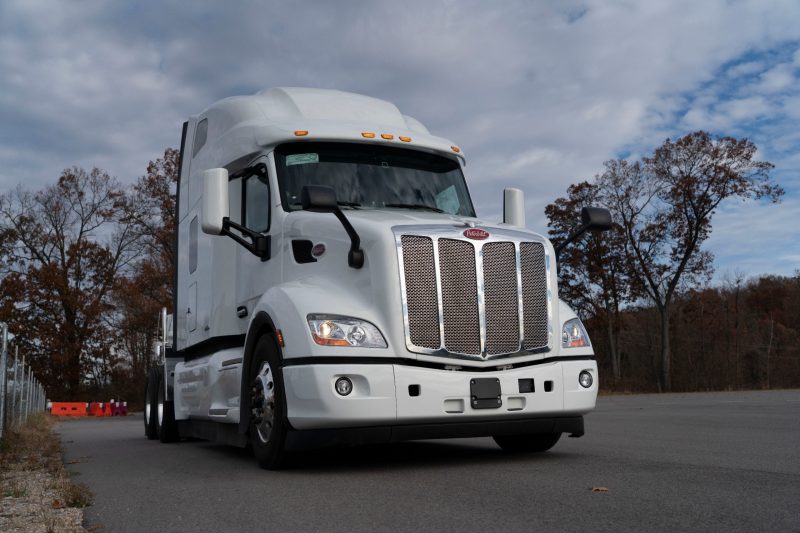 White truck parked on the Virginia Smart Roads - Surface Street test track.