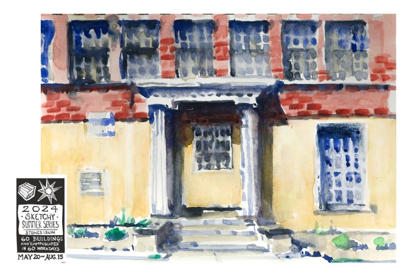 Watercolor of a window in a portico