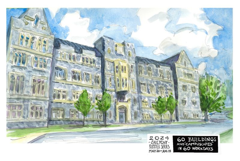 Watercolor of Davidson Hall