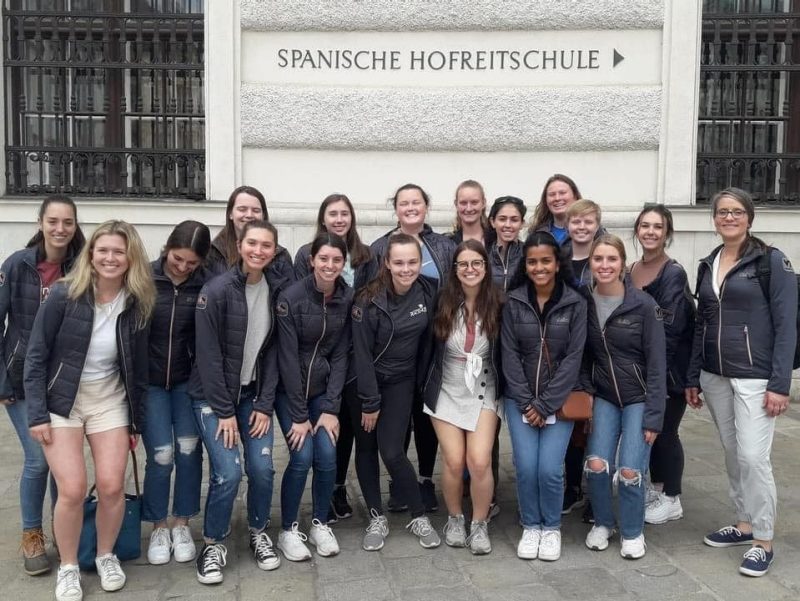 VT group outside of The Spanish School of Riding in Vienna, Austria. The Spanish School of Riding is the pride of Austria. 